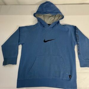 Nike Blue Vintage Center Logo Embroidered Hoodie with Black Swoosh in Middle